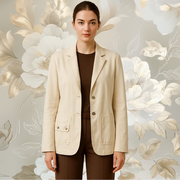 curve appeal Jackets & Blazers - CURVE APPEAL Cream Cotton Soft Denim-Like Jacket Women’s Size Small